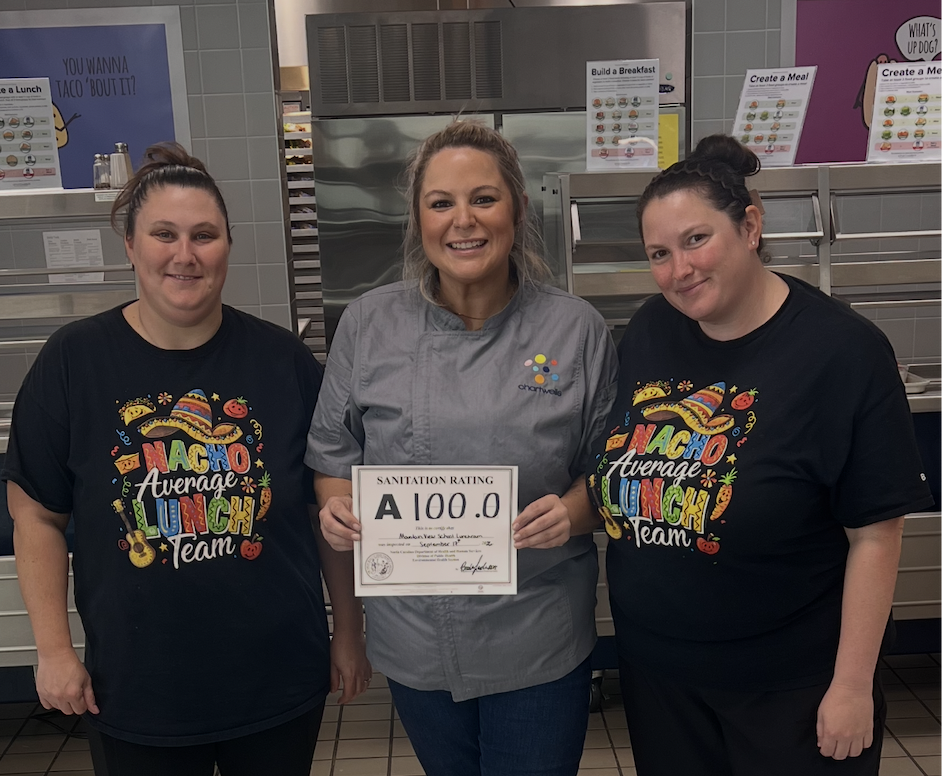 cafeteria staff with 100 sanitation score