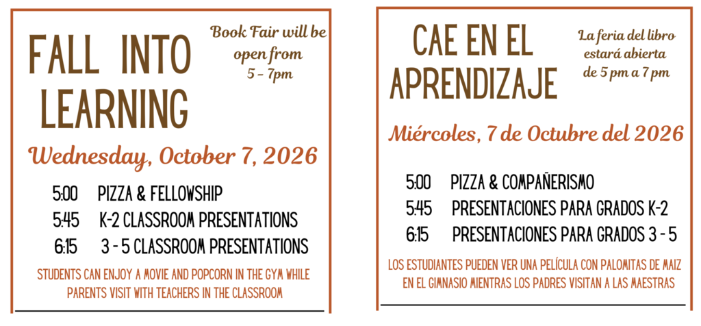 This is a flyer advertising a parent night on Wednesday from 5 - 7pm.