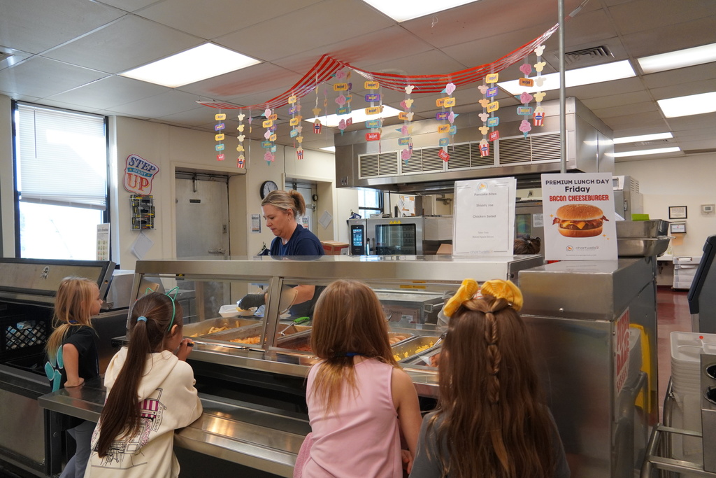 cafeteria decorated for national school lunch week