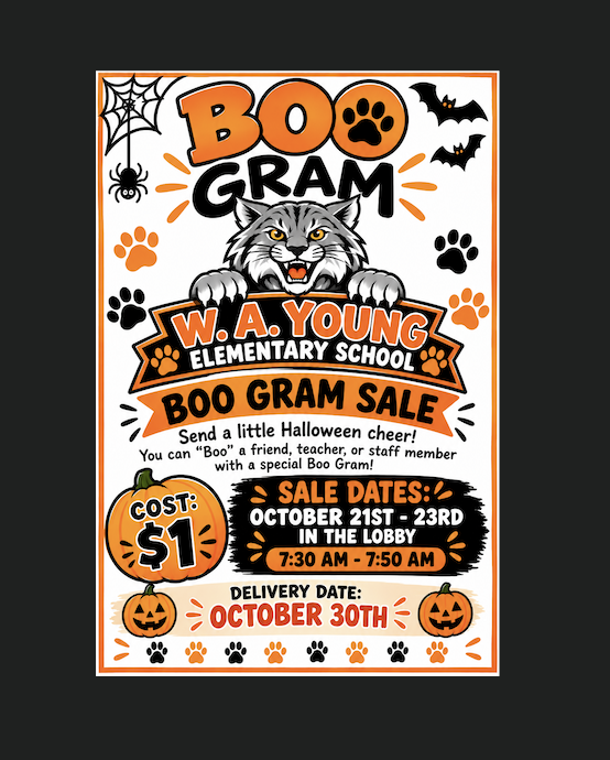 Boo Grams on Sale. Oct 23-Oct 29. $1 each. Boo Grams Delivered Oct 30