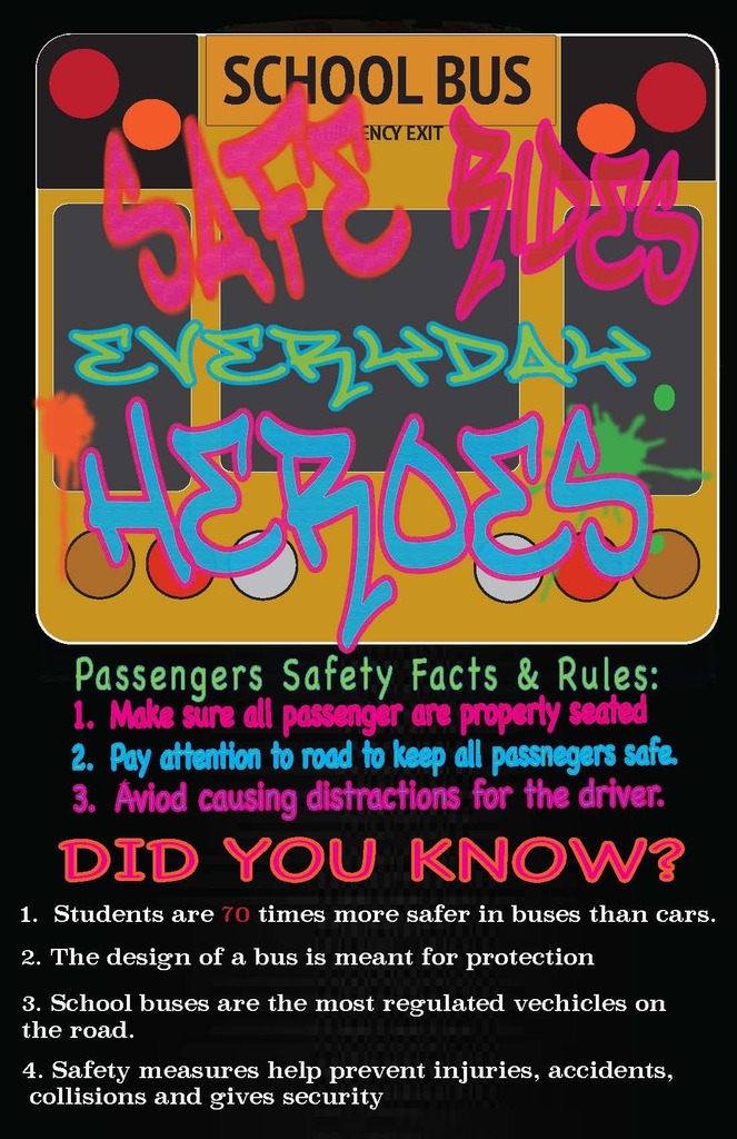 School bus safety winning flyer westech student olivia brown
