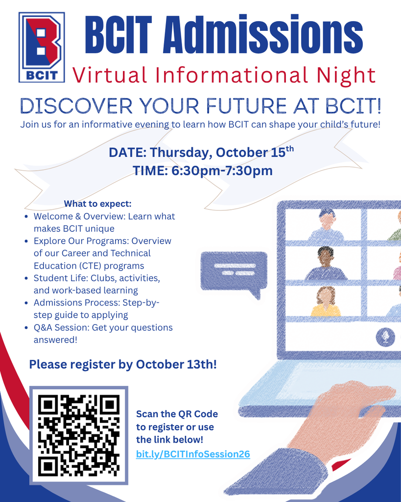 Flyer with a laptop on it promoting admissions virtual night 