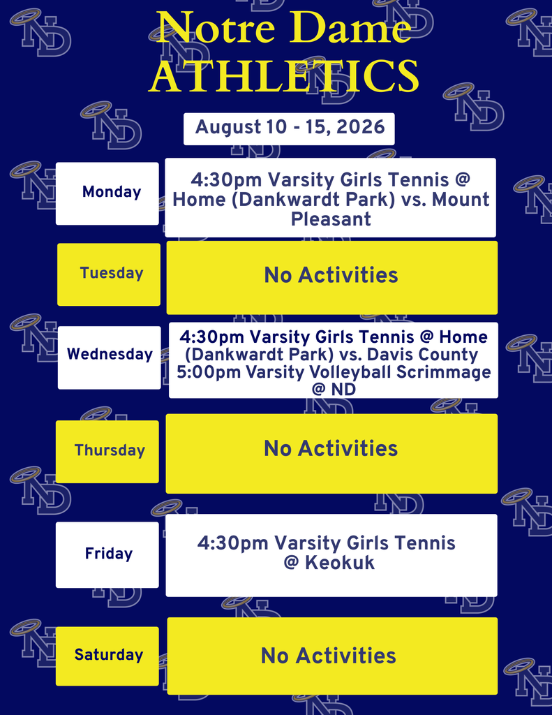 Weekly Event Schedule : Aug 10-15