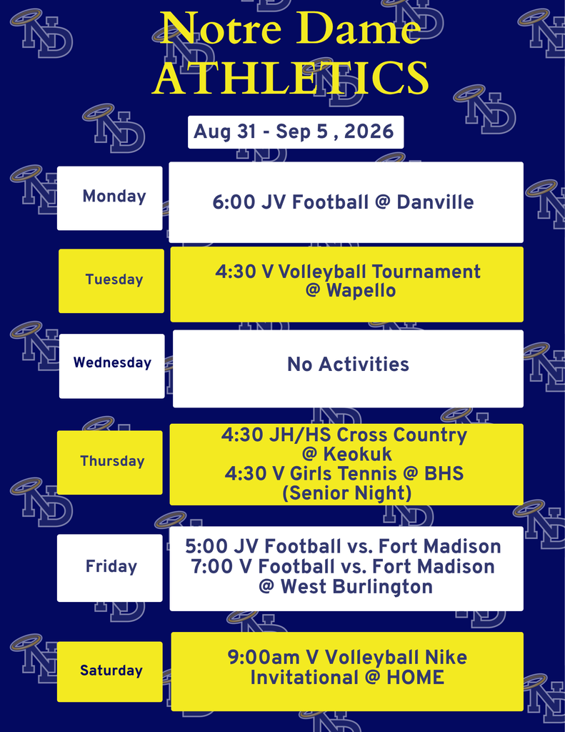 ND Events for the week