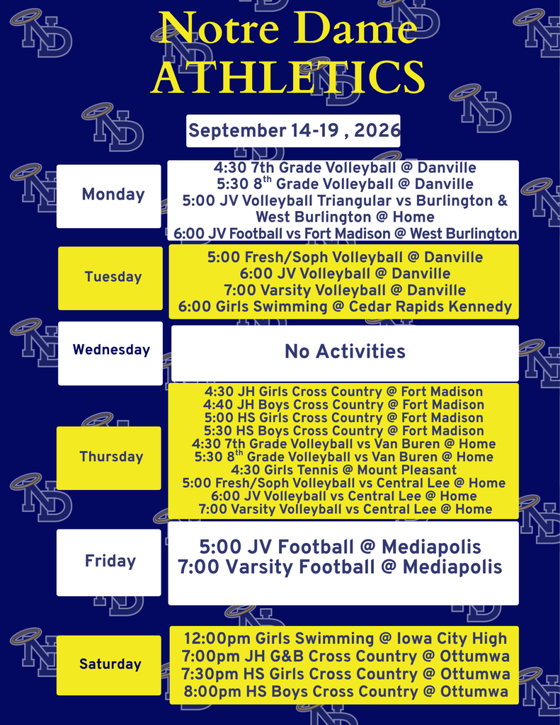 ND Events for the week