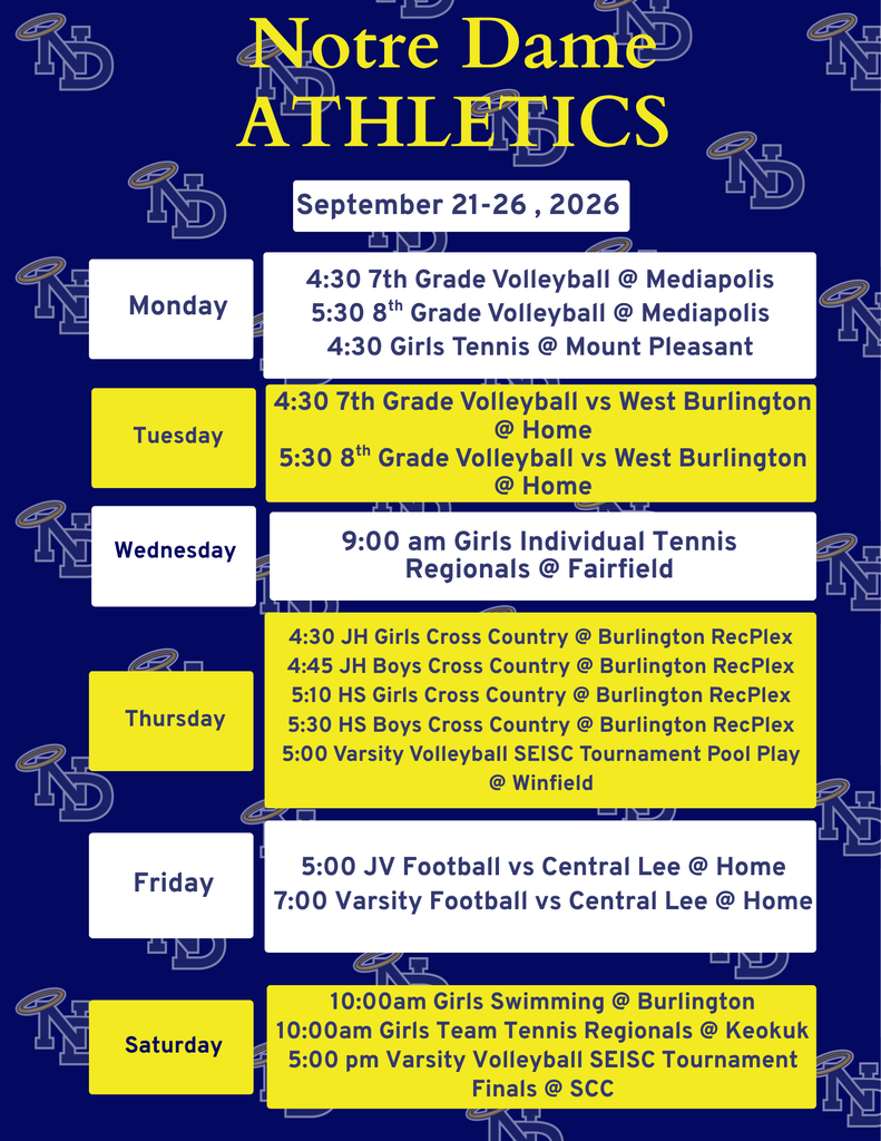 ND Events for the week