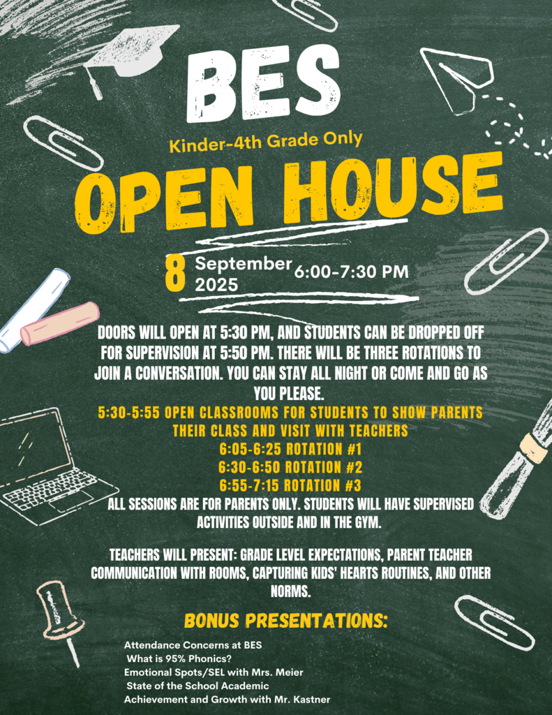 Flyer for an open house at a school. 