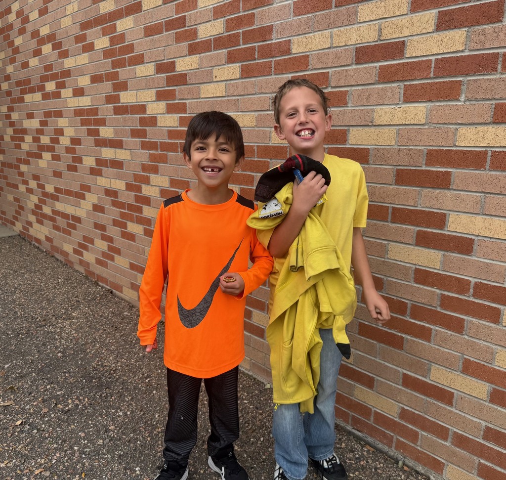 Students outside showing their bright colors. 