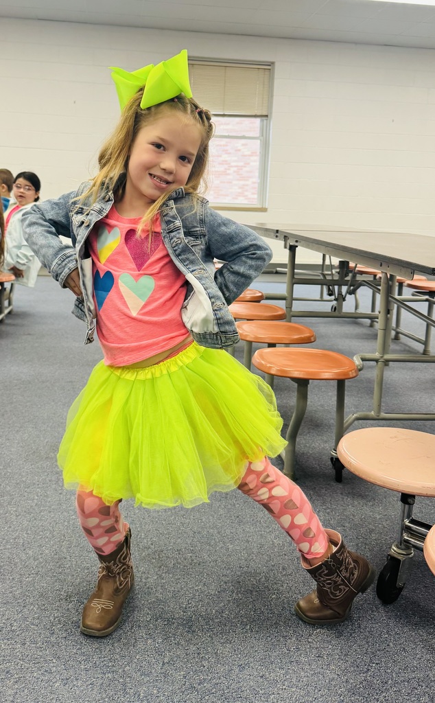 Kindergartener showing her neon colors.