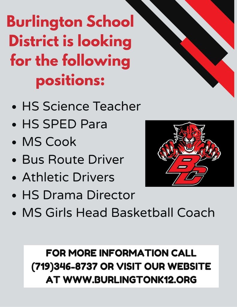 Open positions in the Burlington School District