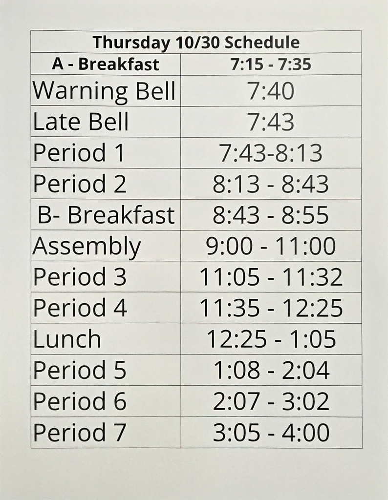 BHS Alternate Schedule 10-30-25