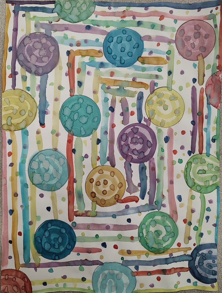 Abstract drawing of circles and lines.