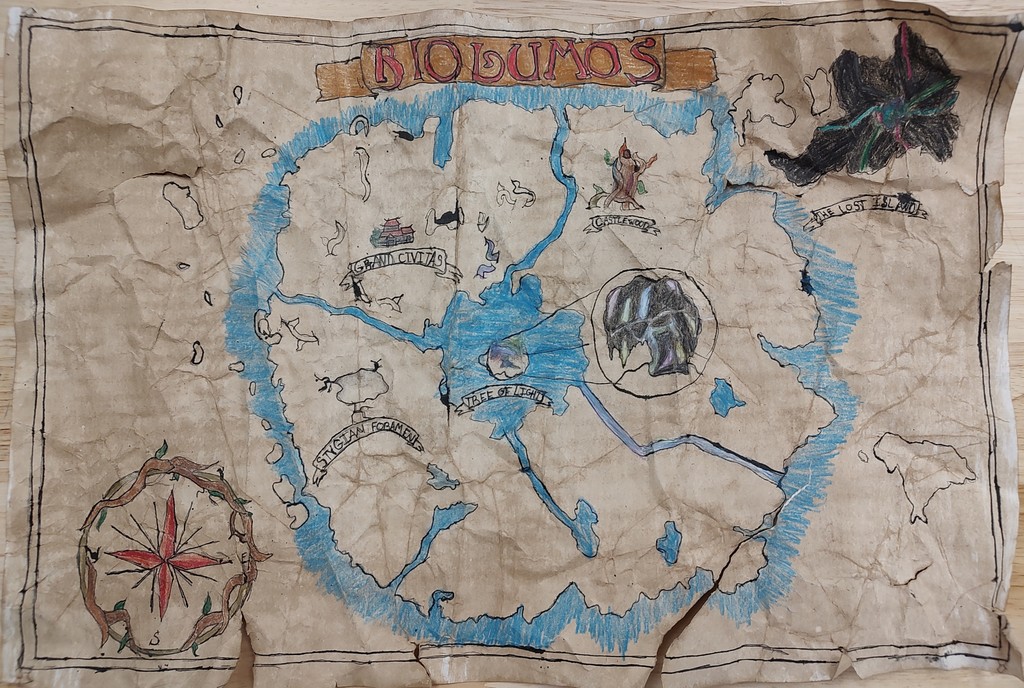 Student drawn fantasy map.
