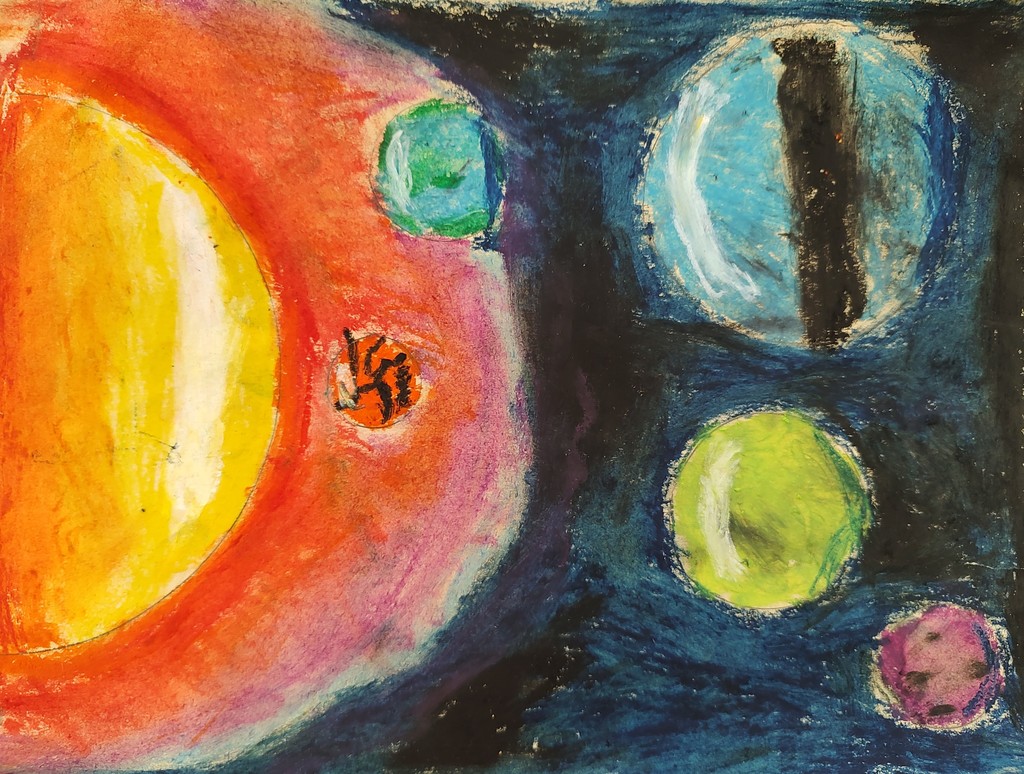 Student drawing of circles.