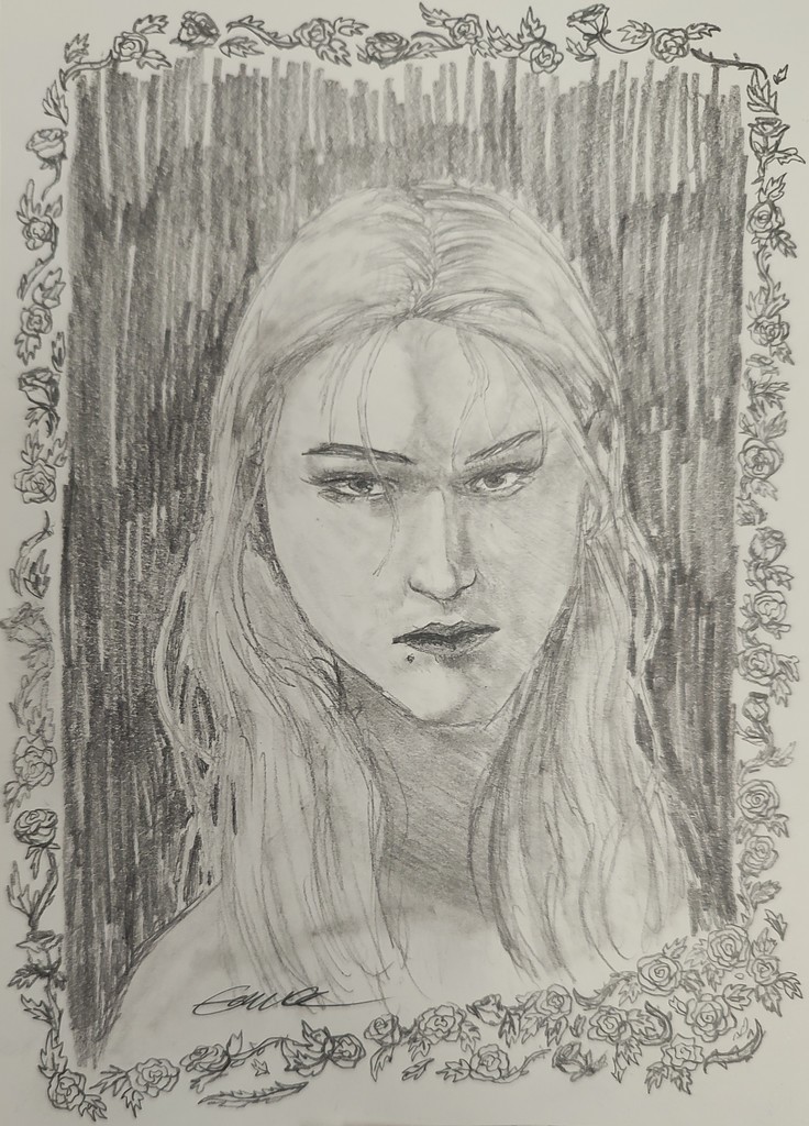 Student drawing of a woman.