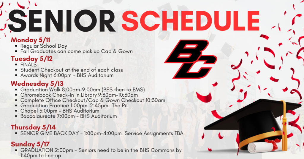 Updated Senior Schedule