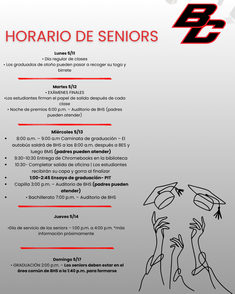 Updated Senior Schedule