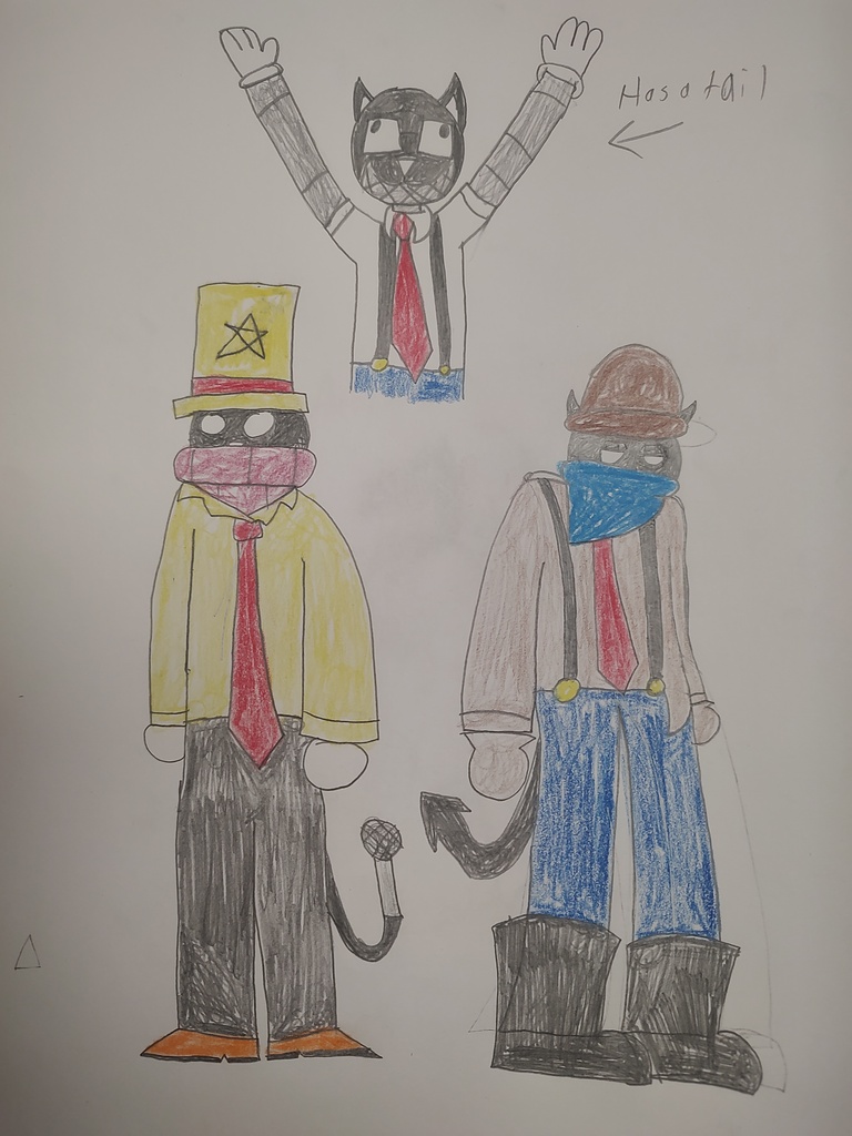 Student drawings of anime characters.