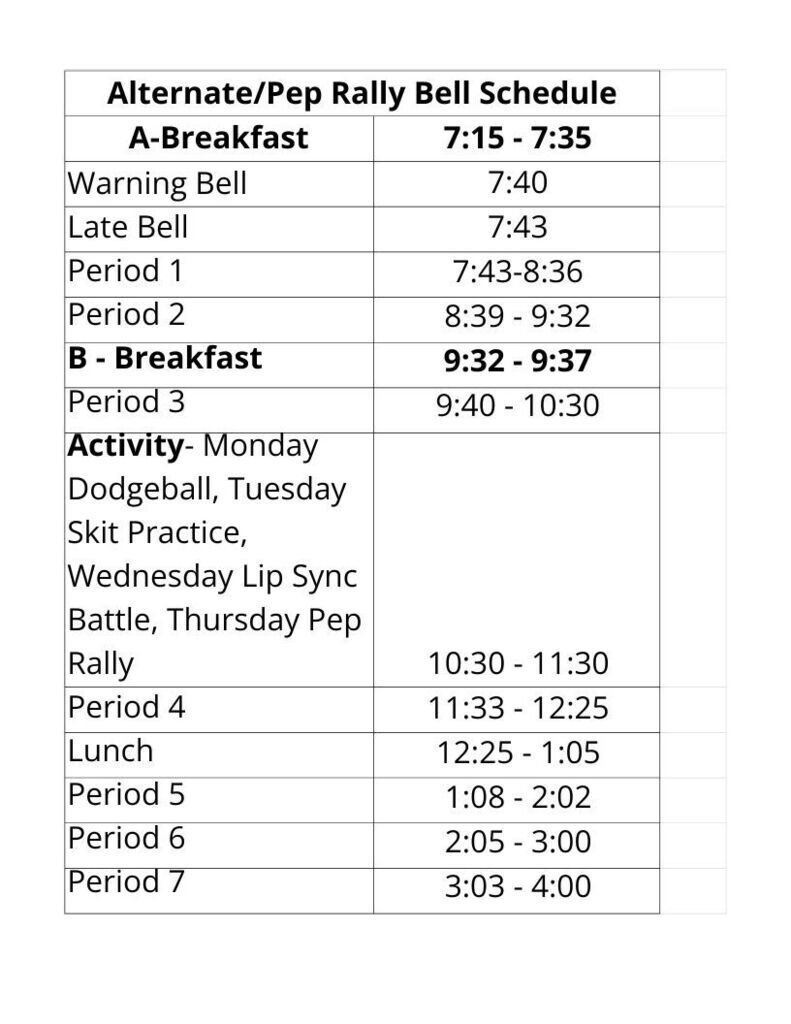Bell Schedule