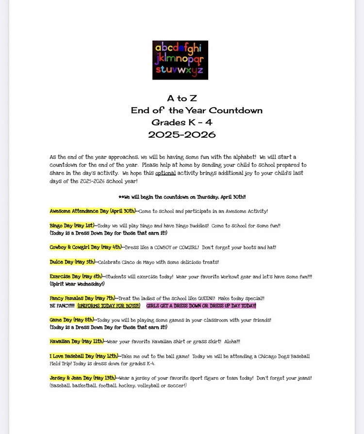 K - 4 A to Z