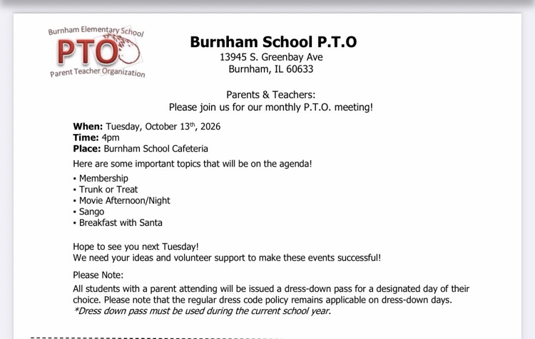PTO agenda