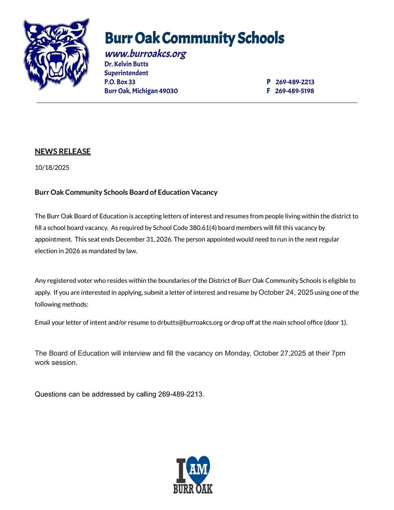 Board of Education Vacancy