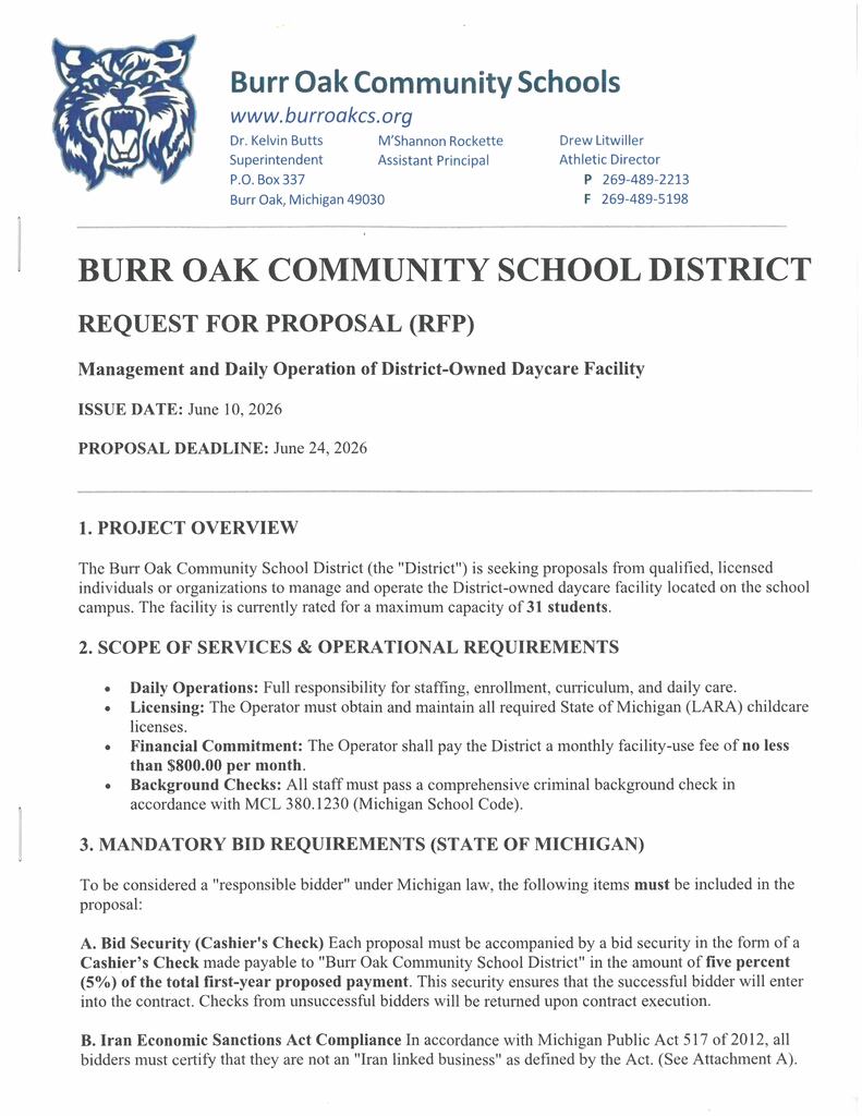 RFP for Daycare