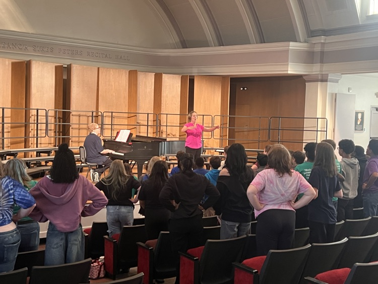 choir students warming up