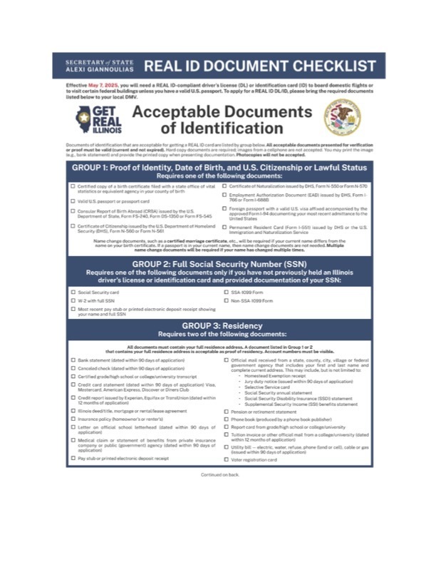 Real ID Document Checklist