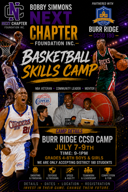 Bobby Simmons Next Chapter Foundation Inc. Basketball Skills Camp Flyer