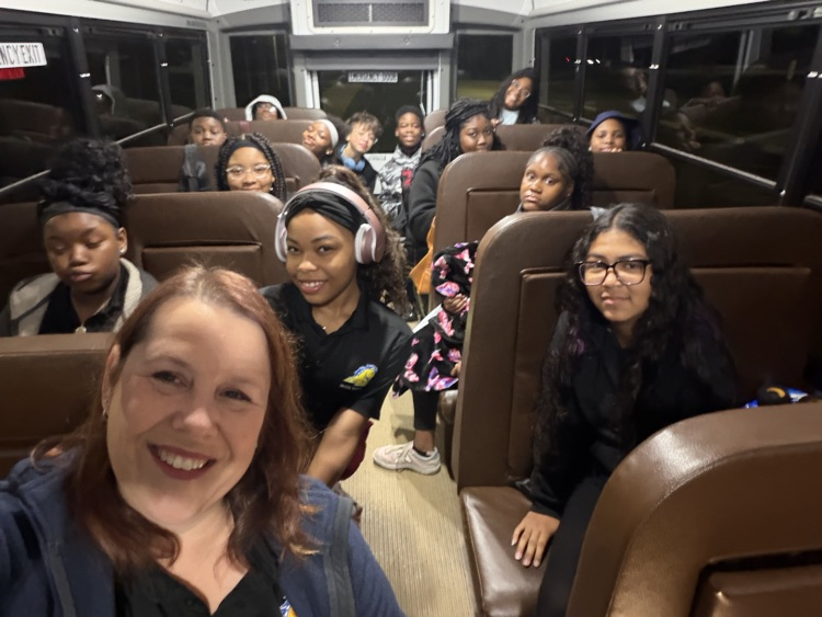 BRMS choir members on bus