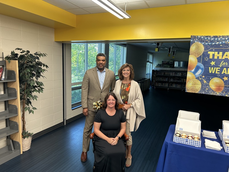 Brandy McCarthy with Superintendent Smith and School Board President McCormack