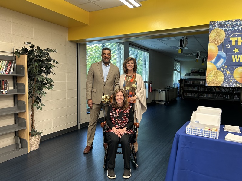 Elaine Weil with Superintendent Smith and School Board President McCormack