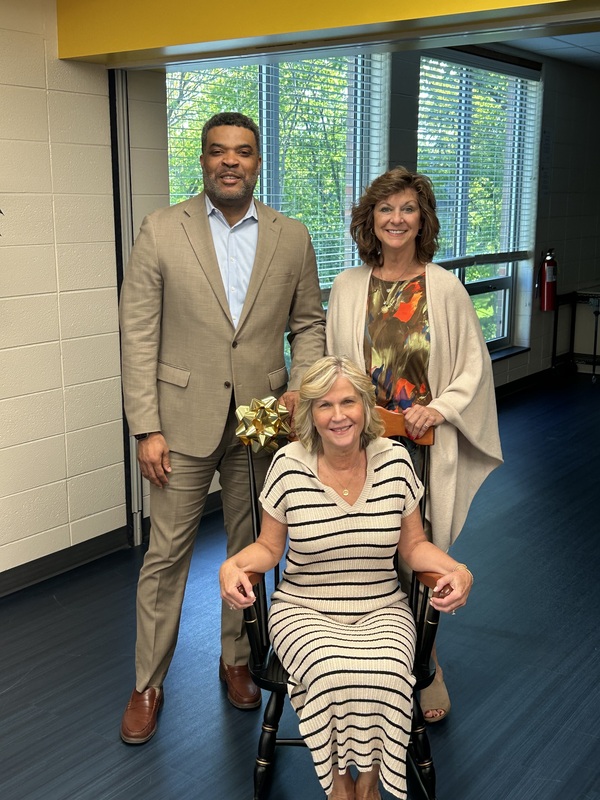 Carrie Lavery with Superintendent Smith and School Board President McCormack