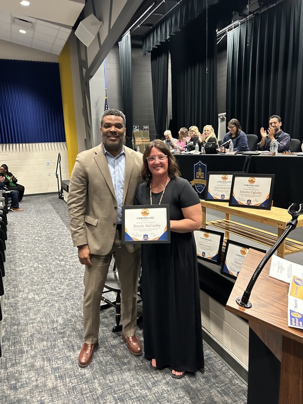 Brandy McCarthy with Superintendent Smith