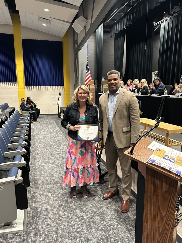 Lara Stripnieks with Superintendent Smith