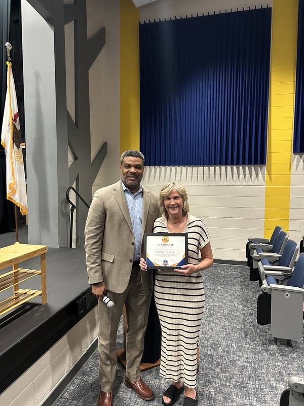Carrie Lavery with Superintendent Smith