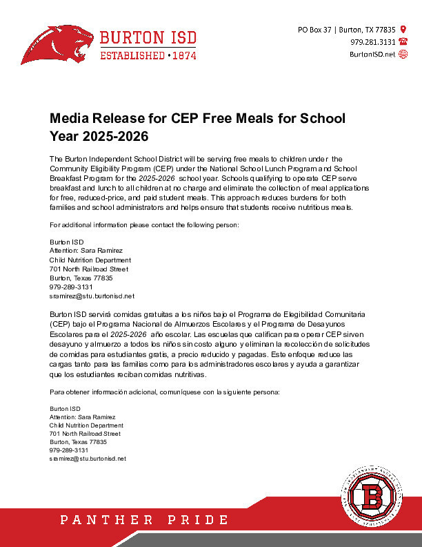Press Release CEP 25-26 School Year