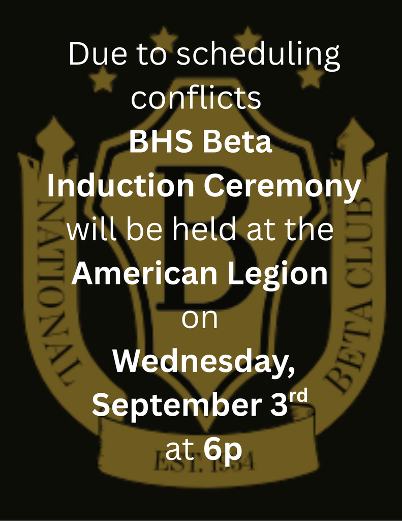 Beta Induction Ceremony change of location.