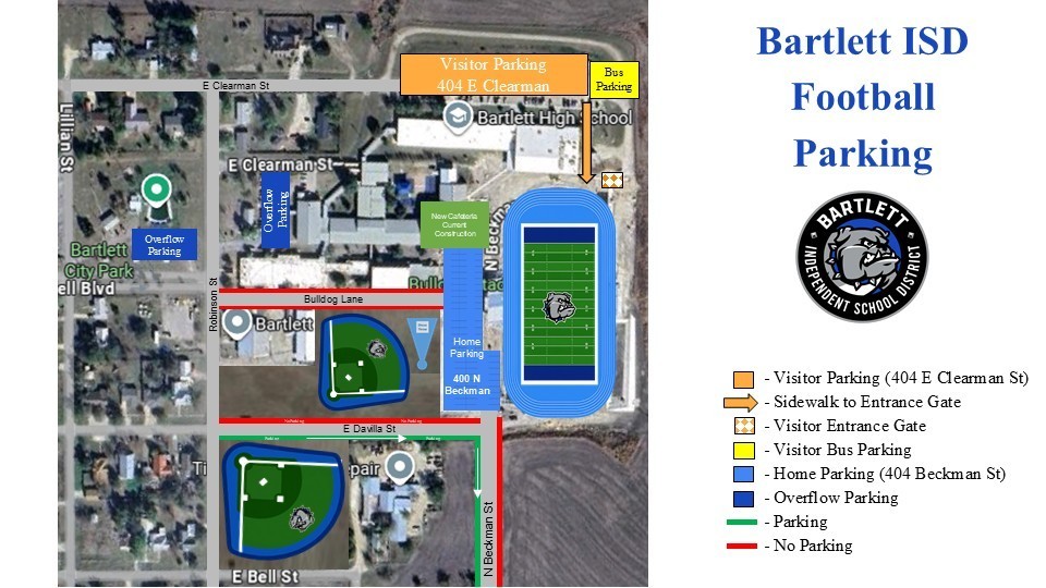 Bartlett ISD Football Parking Map
