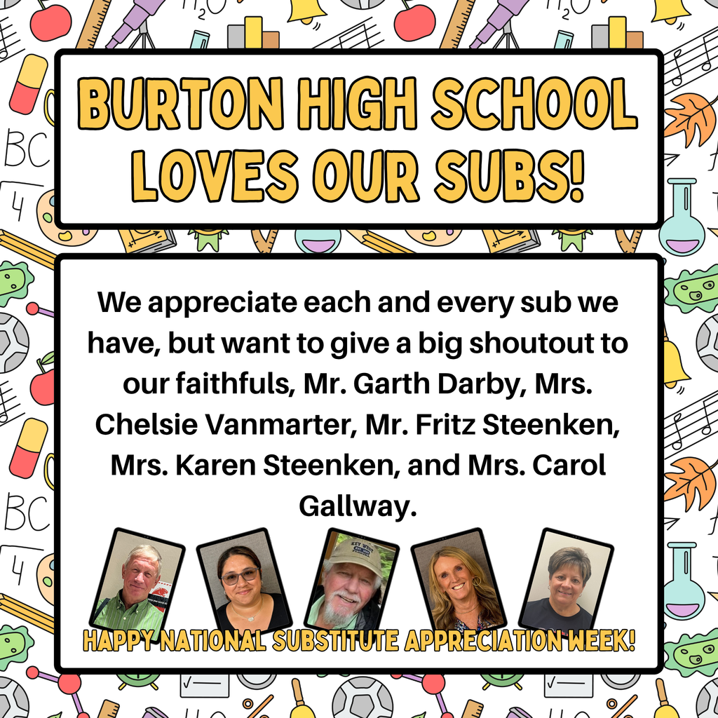 Colorful post thanking faithful substitutes for the high school campus.