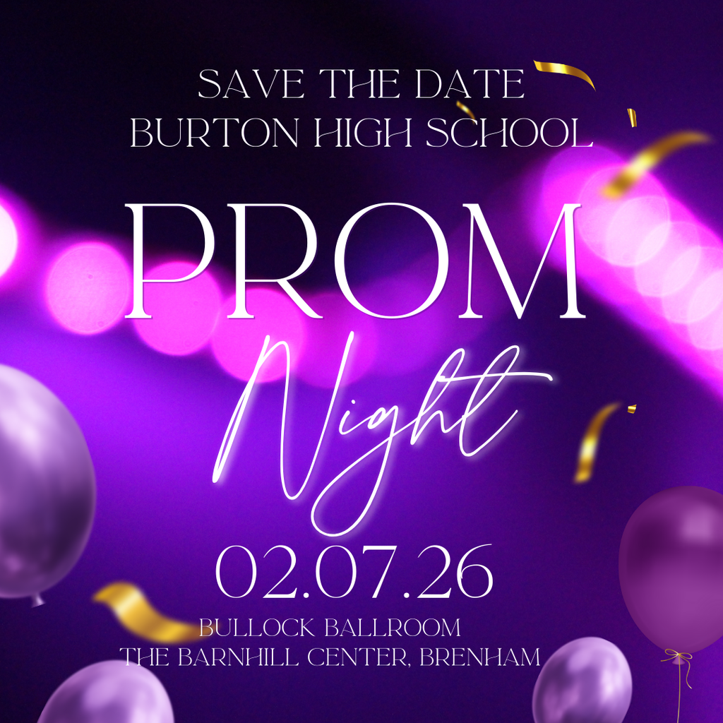 Decorative purple image with prom details