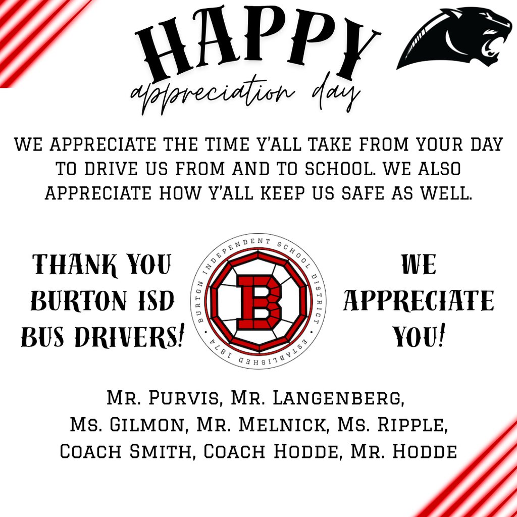 Panther post thanking the district bus drivers for their work.
