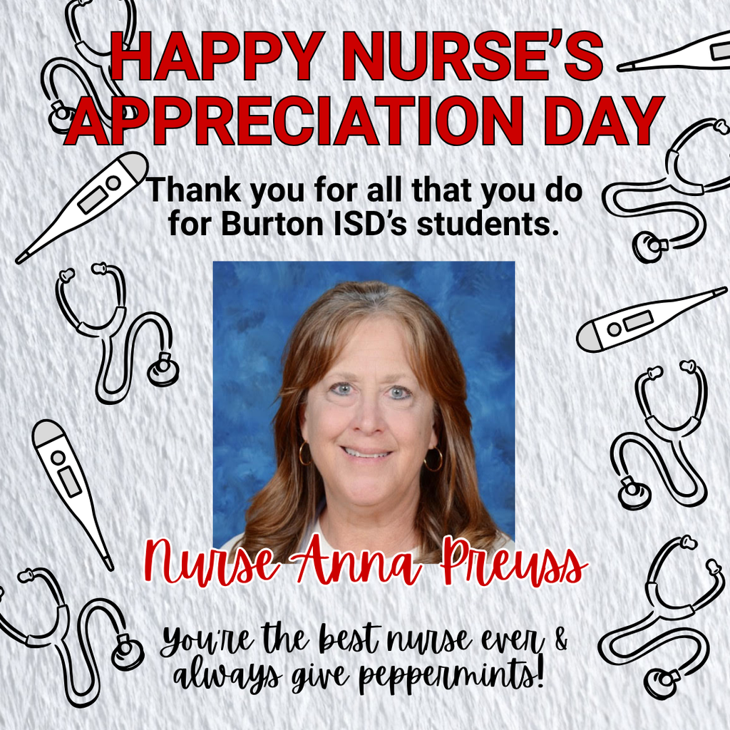Gray background with stethoscopes and thermometers and a picture of a woman thanking Nurse Anna for her work.