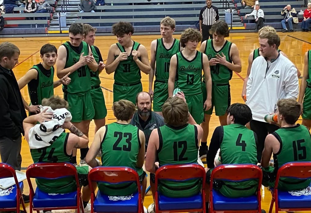 the team in the huddle