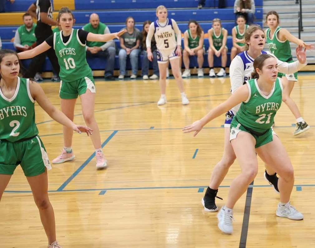 Girls Basketball playiing Defense