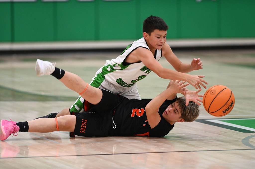 Ethan dives for a ball