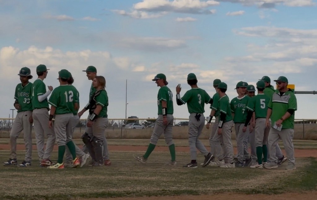 Byers Baseball in the handshake line. 