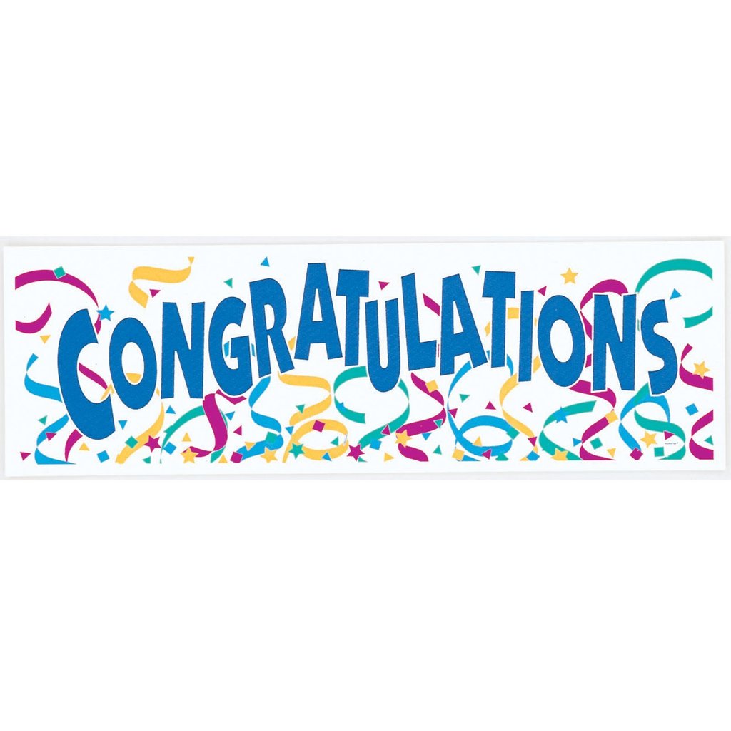 confetti and congratulations sign
