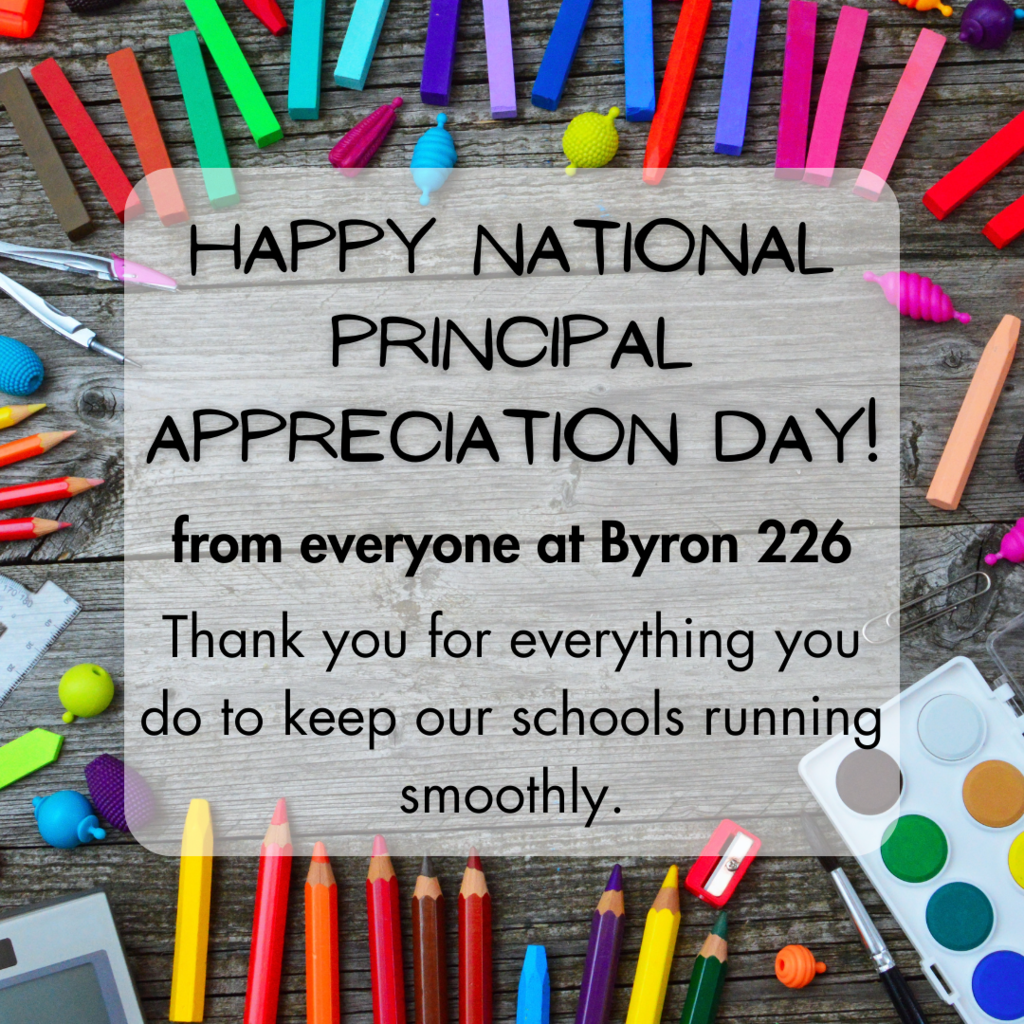 crayons surrounding a message about principal appreciation day